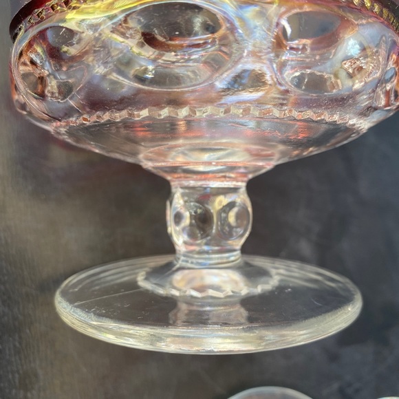 Art Glass King’s Crown Ruby Flash Dessert Dishes - Picture 5 of 12